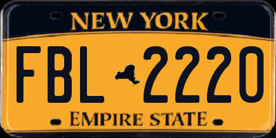 NY license plate FBL2220