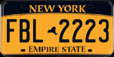 NY license plate FBL2223