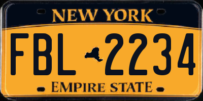 NY license plate FBL2234