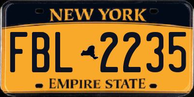 NY license plate FBL2235