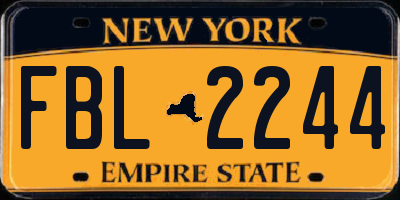 NY license plate FBL2244