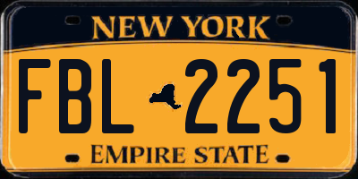 NY license plate FBL2251