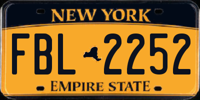 NY license plate FBL2252