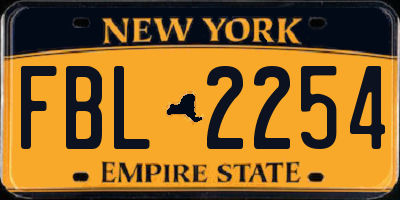 NY license plate FBL2254