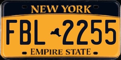 NY license plate FBL2255