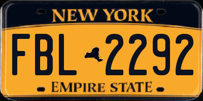 NY license plate FBL2292