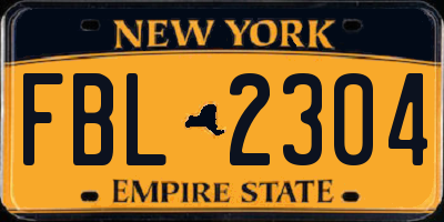 NY license plate FBL2304