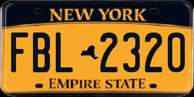 NY license plate FBL2320