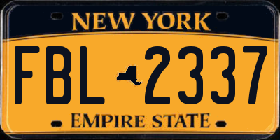 NY license plate FBL2337
