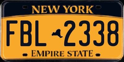 NY license plate FBL2338
