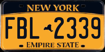 NY license plate FBL2339