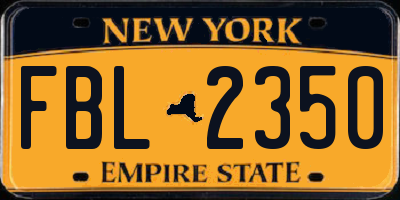 NY license plate FBL2350