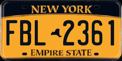 NY license plate FBL2361