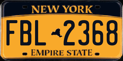 NY license plate FBL2368