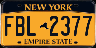 NY license plate FBL2377