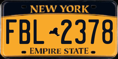 NY license plate FBL2378