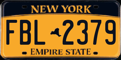 NY license plate FBL2379
