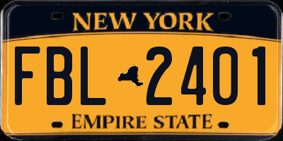 NY license plate FBL2401