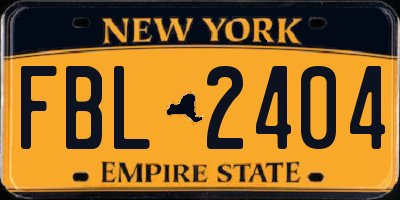 NY license plate FBL2404