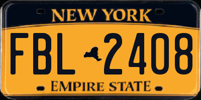NY license plate FBL2408