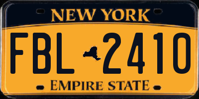 NY license plate FBL2410