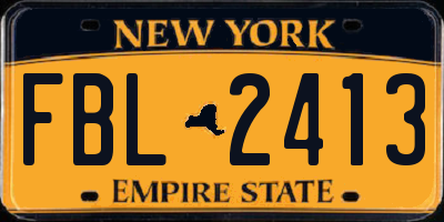 NY license plate FBL2413
