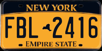 NY license plate FBL2416