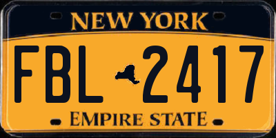 NY license plate FBL2417