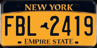 NY license plate FBL2419