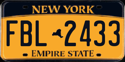 NY license plate FBL2433