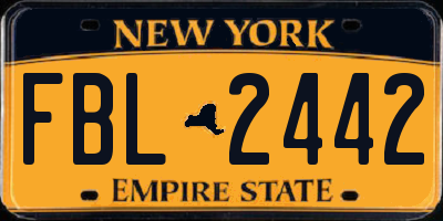 NY license plate FBL2442