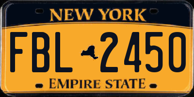 NY license plate FBL2450
