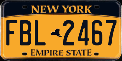 NY license plate FBL2467