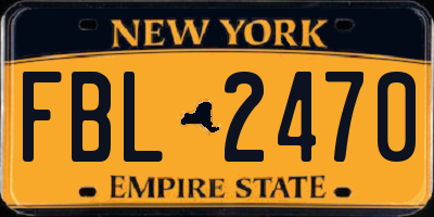 NY license plate FBL2470