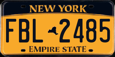 NY license plate FBL2485