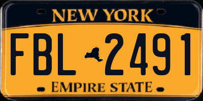 NY license plate FBL2491