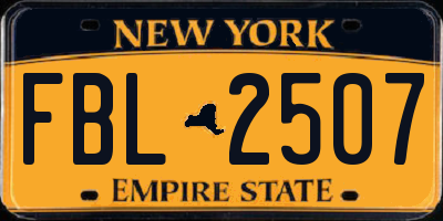 NY license plate FBL2507