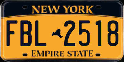 NY license plate FBL2518