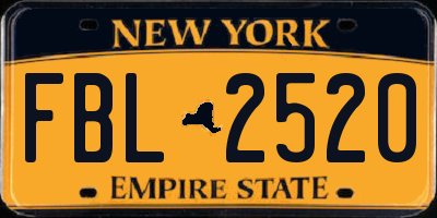NY license plate FBL2520
