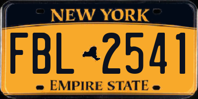 NY license plate FBL2541