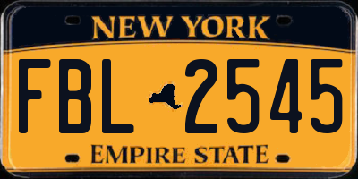 NY license plate FBL2545