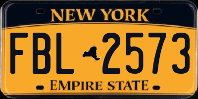 NY license plate FBL2573