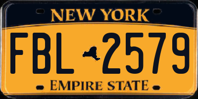 NY license plate FBL2579