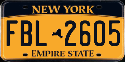 NY license plate FBL2605