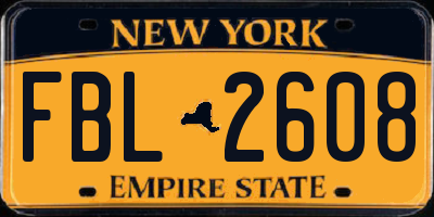 NY license plate FBL2608