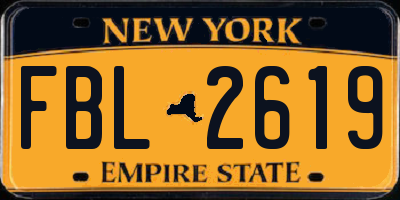 NY license plate FBL2619