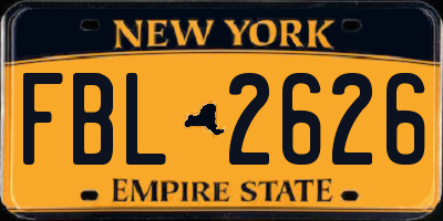NY license plate FBL2626