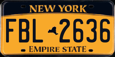 NY license plate FBL2636