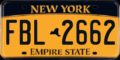 NY license plate FBL2662
