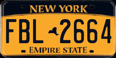 NY license plate FBL2664